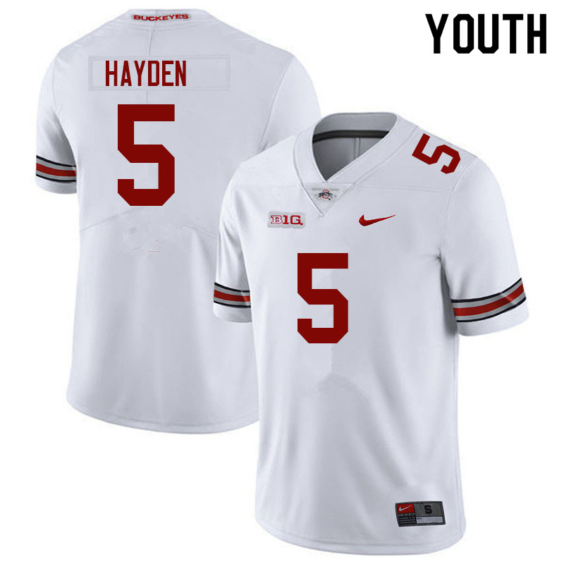 Ohio State Buckeyes Dallan Hayden Youth #5 White Authentic Stitched College Football Jersey